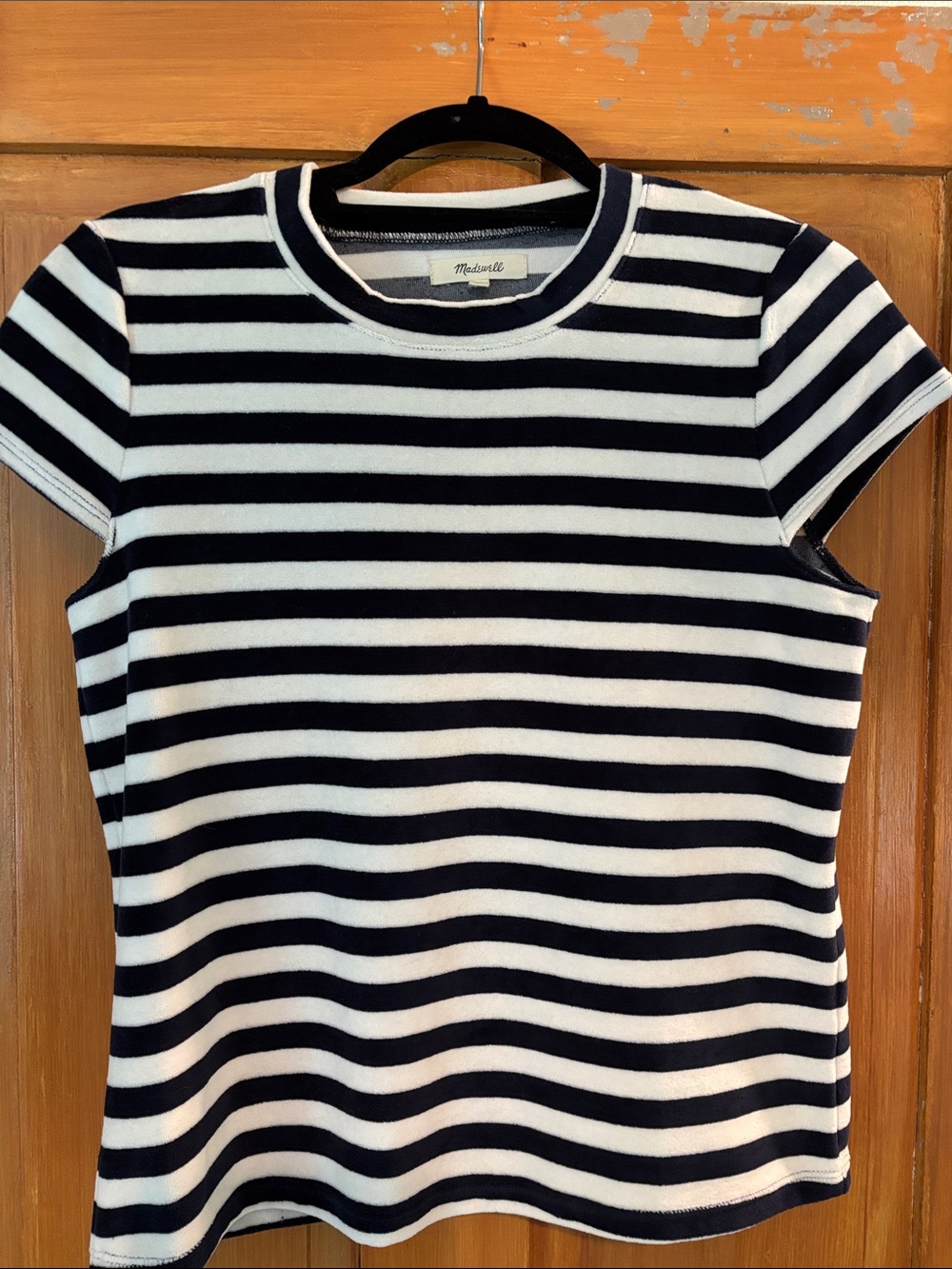 Madewell Navy and White Striped Short Sleeve Tee